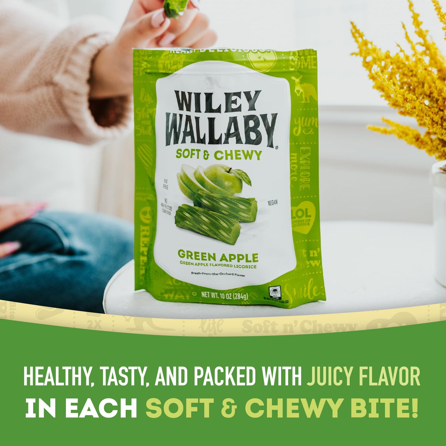 Wiley Wallaby Licorice 24 Ounce Classic Gourmet Soft & Chewy Australian Green Apple Licorice Candy Twists, 2 Pack