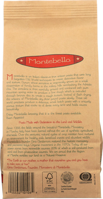 MONTEBELLO Organic Strozzapreti Pasta, 16 OZ, Non-GMO, Made in Italy