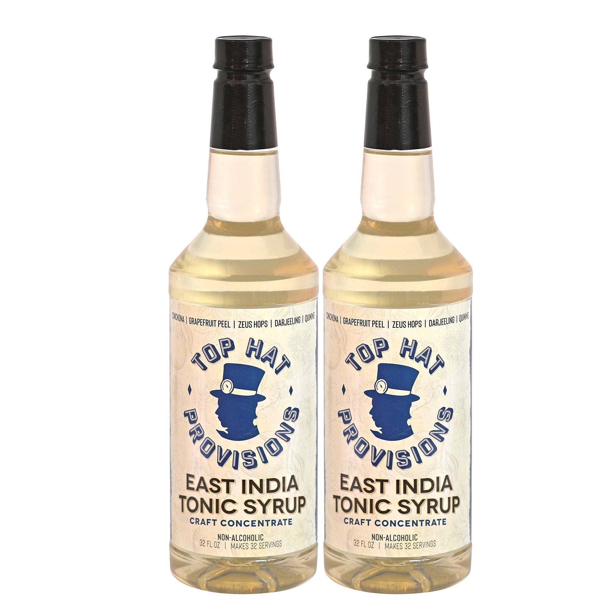 Top Hat Provisions Tonic Syrup - Natural Quinine Concentrate - 32 Fl Oz (Pack of 2) - Tonic Syrup 2 Pack
