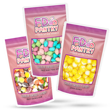 Freeze Dried Sour Candy Fruit Crunch Sour, Fruit Burst Sour, Sour Tarts (Sour 3 Count, 4 Oz)