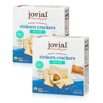 Jovial Organic Sourdough Einkorn Sea Salt  ers - Sourdough  ers,  ers for Cheese Platter, Made with Einkorn, USDA Organic, Non-GMO - 4.5 Oz, 2 Pack