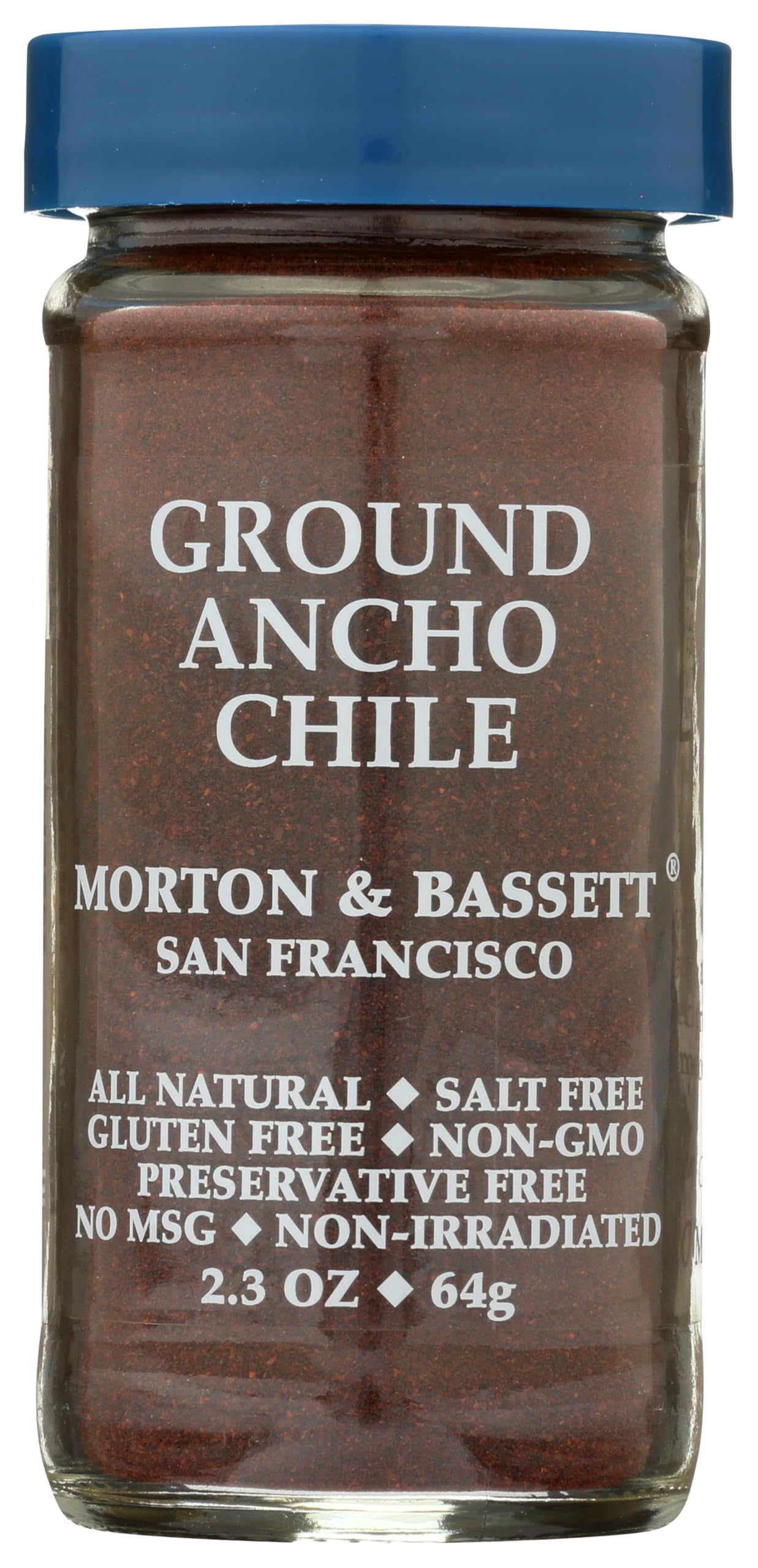 Morton & Bassett Ground Ancho Chile Powder - Smoky Seasoning, Salt-Free, Non-GMO, 2.3oz