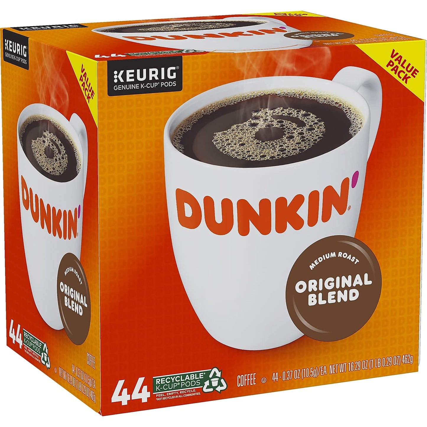 Dunkin Donuts Original Blend Coffee K-Cup Pods Medium Roast, 44 Count, Coffee