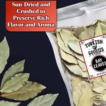 Whole Dried Bay Leaves - 4Oz Pack | Sun-Dried Laurel Tree Leaves For Cooking, Stews, Marinades & More | 100% Natural, Edible Bay