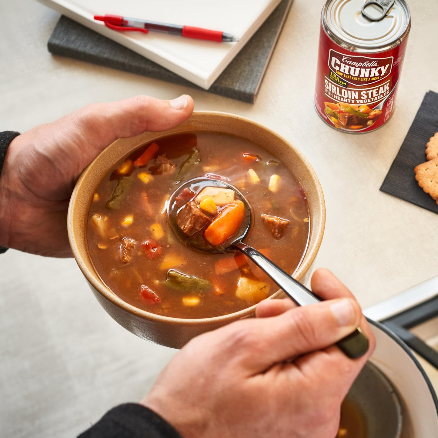 Campbell’S Chunky Soup, Sirloin Steak With Hearty Vegetables Soup, 18.8 Oz Can