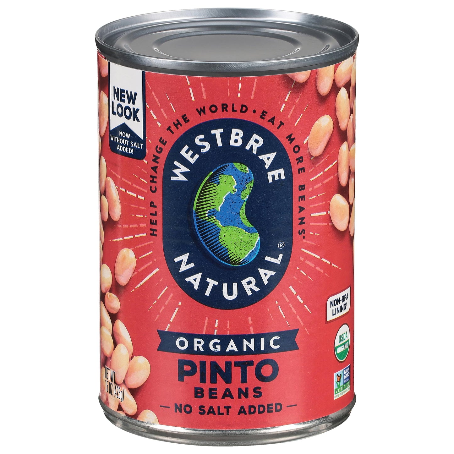 Westbrae Natural Organic Pinto Beans, No Salt Added, 25 Oz (Pack Of 12)