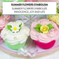 Global Sugar Art Summer Blossom, Roses And Leaves Edible Sugar Cake & Cupcake Flowers, Assorted Colors, Small Unwired, 42 Count