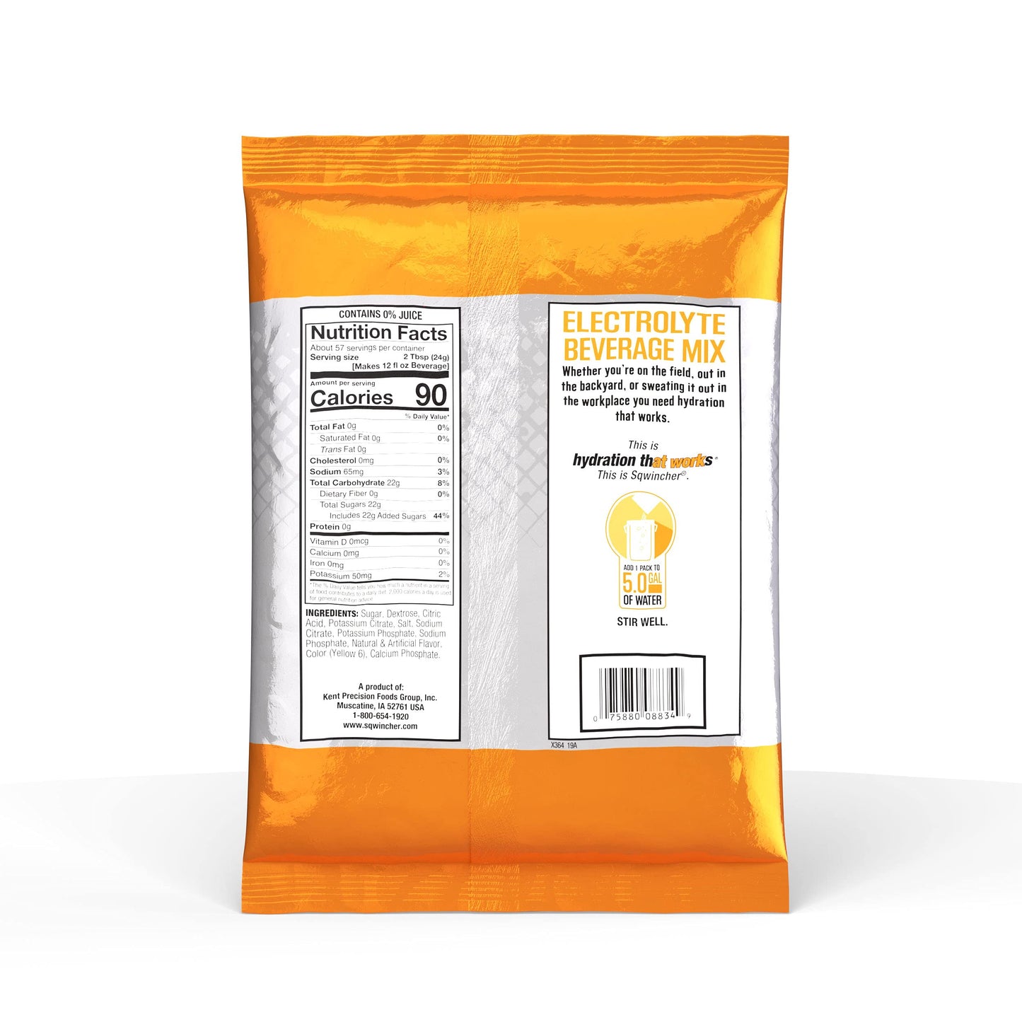 Sqwincher Powder Pack, Orange Flavor Electrolyte Drink Concentrate, 47.66 Oz Packet (Pack Of 16)