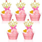 72 Pieces Glittery Princess Cupcake Toppers Crown Cupcake Wrapper Holder Pink Gold Crown Tiara Cupcake Pick Glitter Heart Cupcak