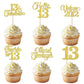 Rsstarxi Cupcake Toppers 24 Pack Gold Glitter 13th Birthday Decorations