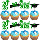 YCTHUNFISH 24 Pack Cupcake Toppers Graduation Theme Green Small Decorations for Class of 2025 Party Supplies