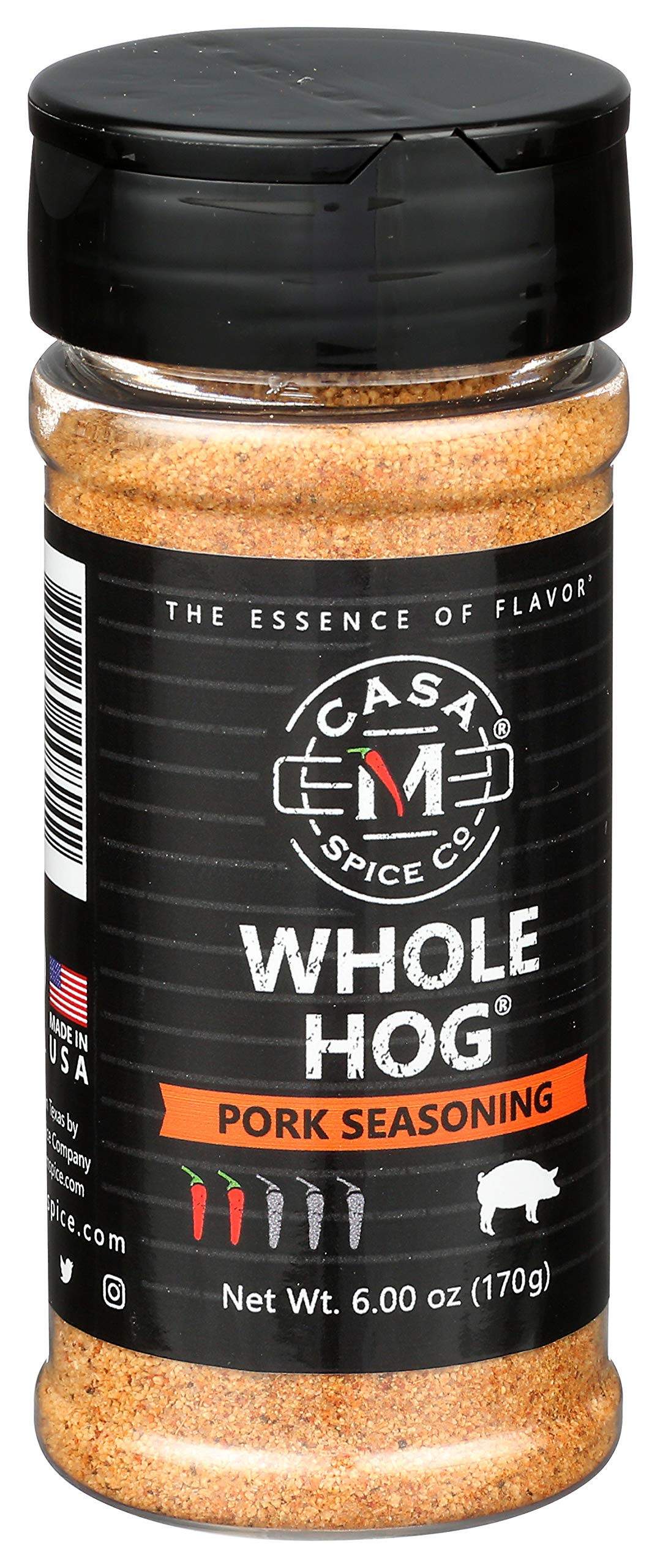 Casa M Spice Co Whole Hog Pork Seasoning  Very Low Sodium  Low Salt  No MSG  Gluten Free  BBQ Spices (Original, Plastic Shaker (