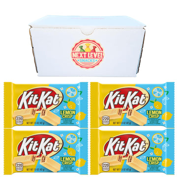 Kit Kat Lemon Crisp - Limited Edition Lemon Creme Flavored Wafer - Next Level Snacks Box - Pack Of 4-1.5Oz Bars