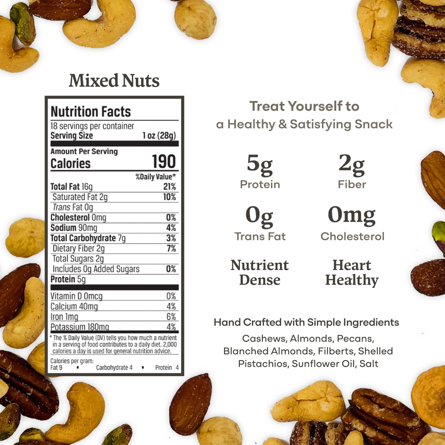 Belmont Peanuts Gourmet Sea-Salted Mixed Nuts, 18 oz – Cashews, Almonds, Pecans, Filberts, Pistachios, No Preservatives