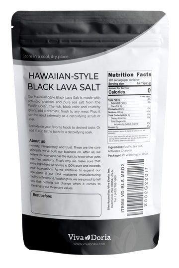 Viva Doria Hawaiian Black Lava Sea Salt Lava Salt (2 Pound Medium grain)
