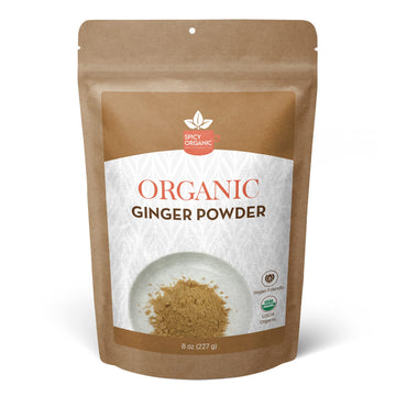 Spicy Organic Ginger Root Powder - 8 Oz. - Freshly Ground From Raw, Indian Ginger, Dried Spice For Baking, Beverages And Cooking