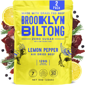 Brooklyn Biltong Air Dried Grass Fed Beef Snack, South African Beef Jerky (8Oz, Pack Of 2) - Whole30 Approved, Paleo, Keto, Glut
