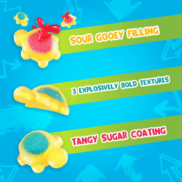 Chewzme Tangy Turtlz Gummies, Individually Wrapped Turtle Shaped Jelly-Filled Gummy And Chewy Candy In Assorted Flavors, 8.46 Ou
