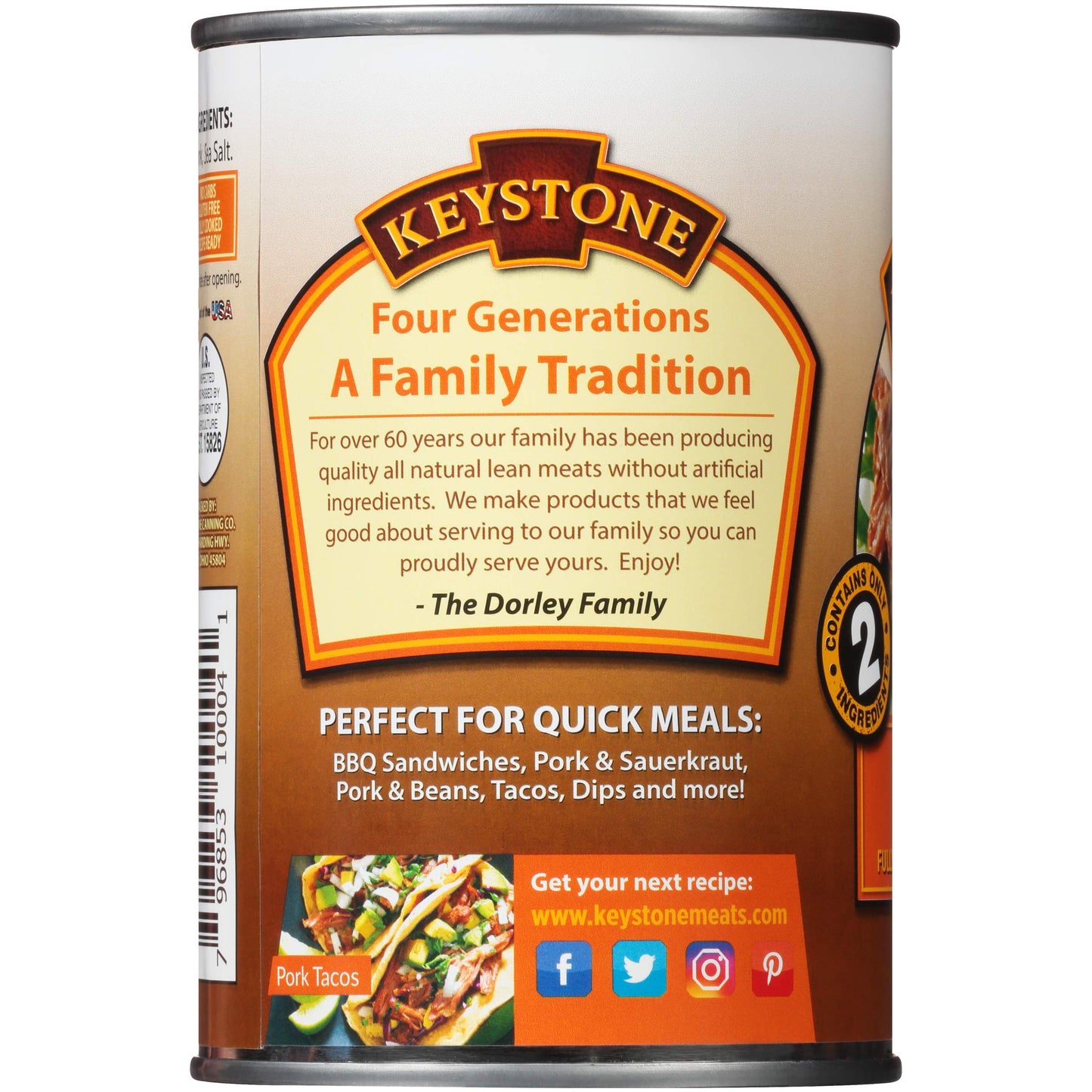 Keystone Meats All Natural Canned Pork 14.5 Oz Long Shelf Life Emergency Survival Food Canned Meat | Fully Cooked Ready To Eat Family Pack Of 1