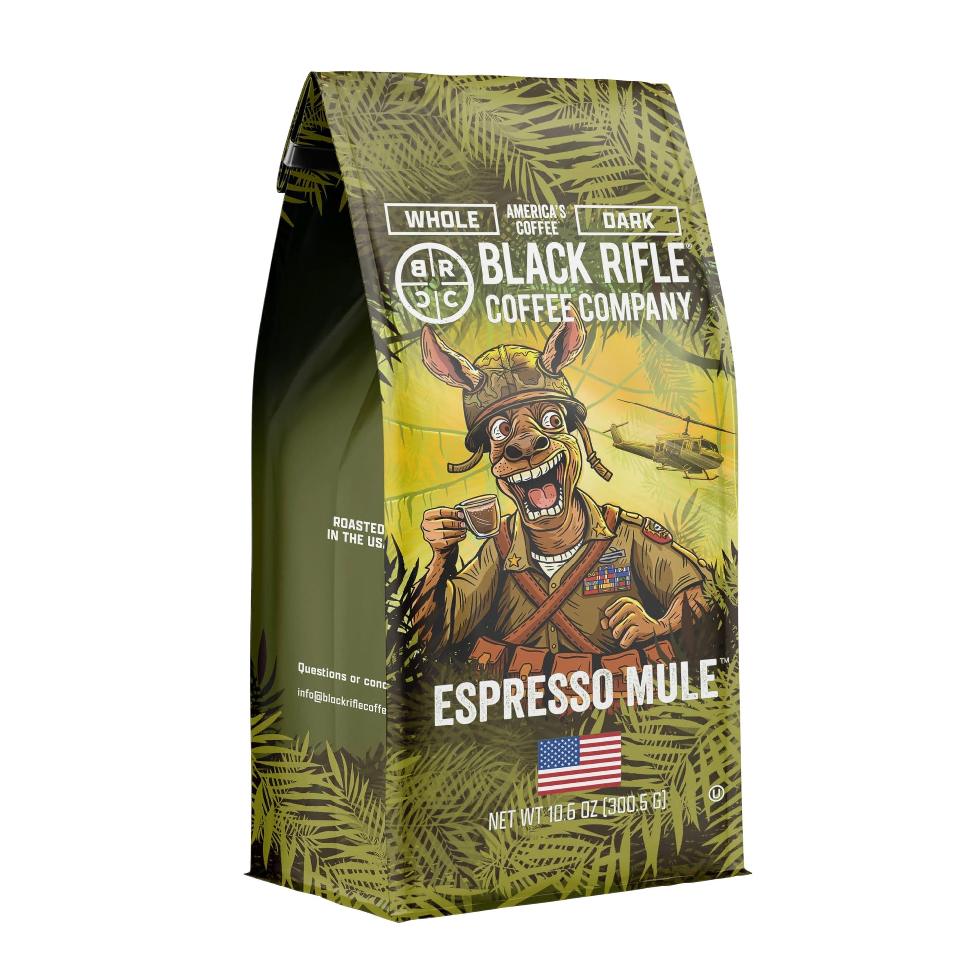 Black  Coffee Company Espresso Mule Dark Roast Whole Bean Coffee - Bold Espresso with Notes of Chocolate  Bing Cherry & Caramelized Sugar 11oz