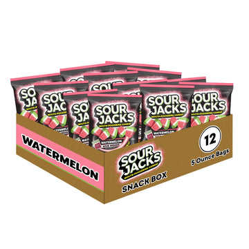 SOUR JACKS, Sour Gummy Wedges, Watermelon Flavored Candy, 5oz Bag (12 Pack)