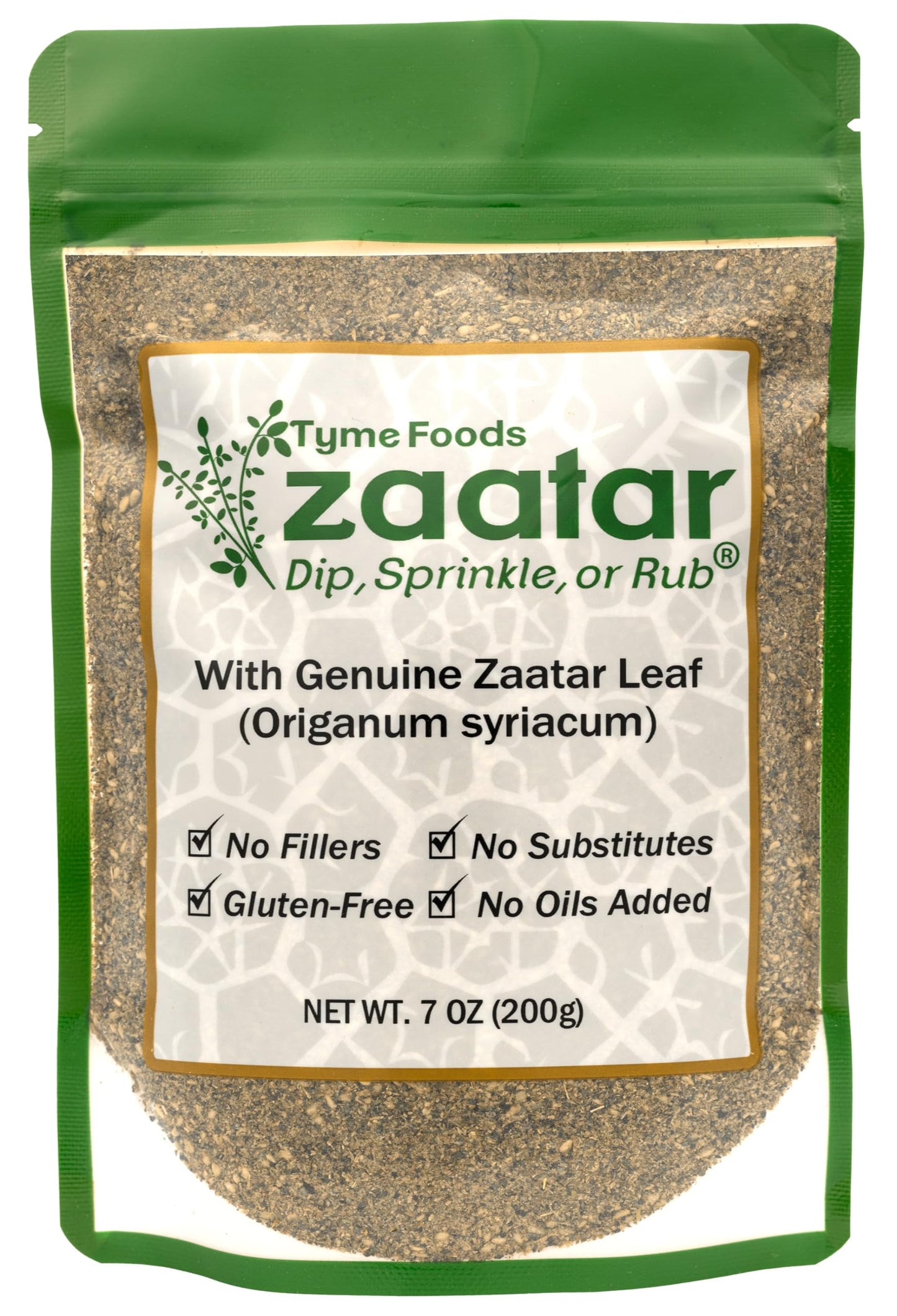 Zaatar By Tyme Foods - With Genuine Hyssop Herb (Origanum Syriacum) - Real Za'Atar Seasoning Spice Blend