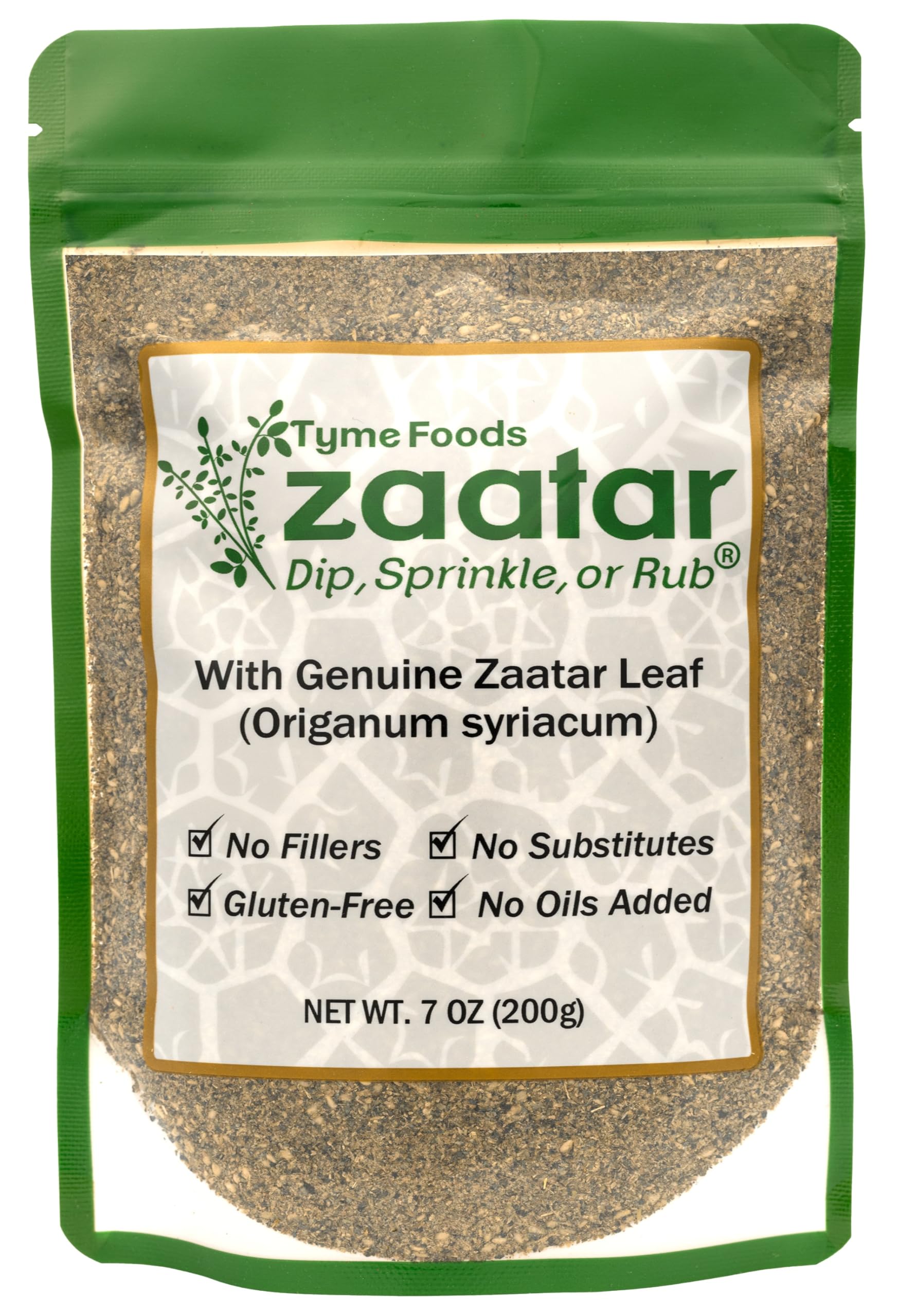 Zaatar By Tyme Foods - With Genuine Hyssop Herb (Origanum Syriacum) - Real Za'Atar Seasoning Spice Blend