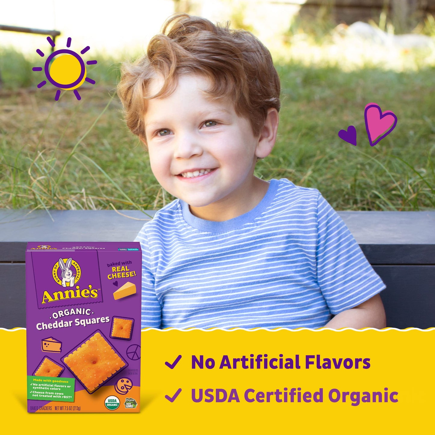 Annies Organic Cheddar Squares Baked  er Snacks, 7.5 oz, Pack of 1