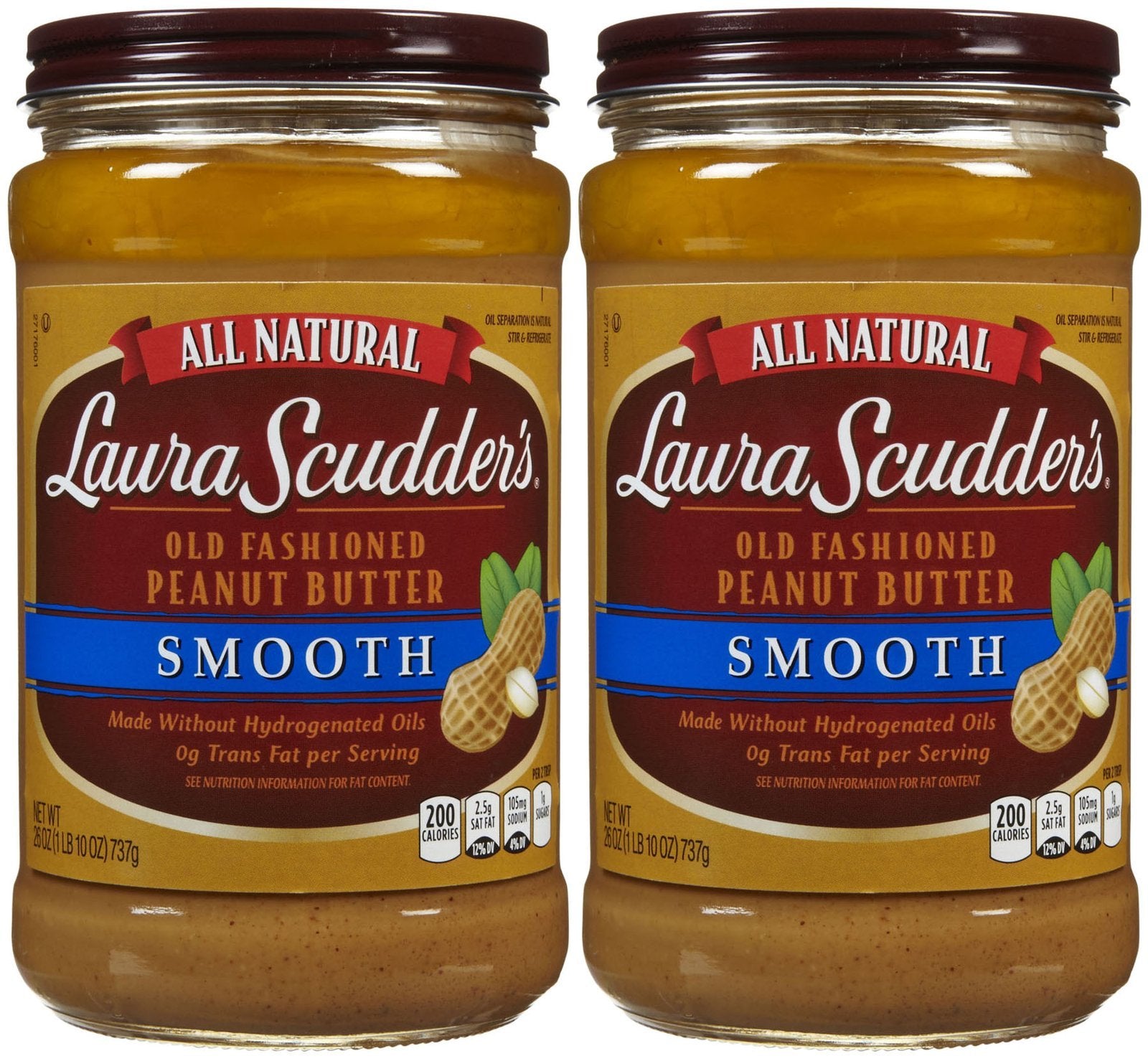 Laura Scudders Natural Creamy Peanut Butter - 26 oz - 2 pk