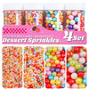 Rainbow Sprinkles for Cake Decorating, 11.3 Oz Edible Pearls Sugar Large Capacity 4 Jars Set for Baking Cookie Ice Cream Cupcake