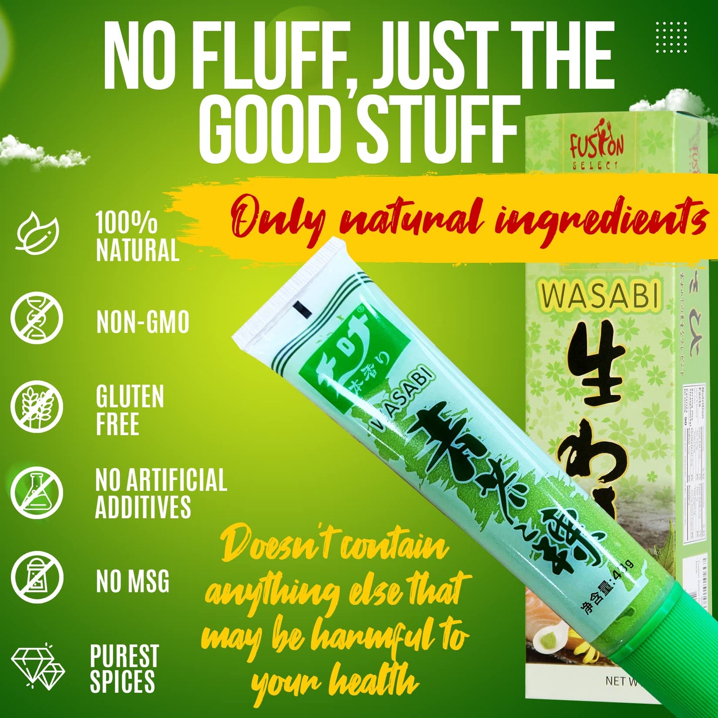 Fusion Select 1 Pack Real Authentic Japanese Wasabi Paste Prepared In Tube For Sushi, Sashimi, Poke Bowl, Japanese Food