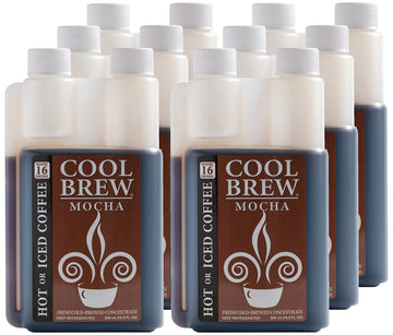 Coolbrew Mocha 6 Pack - 16 Drinks Per Bottle - Fresh Cold Brew Liquid Concentrate - For Iced Or Hot Coffee, Unsweetened, No Pres