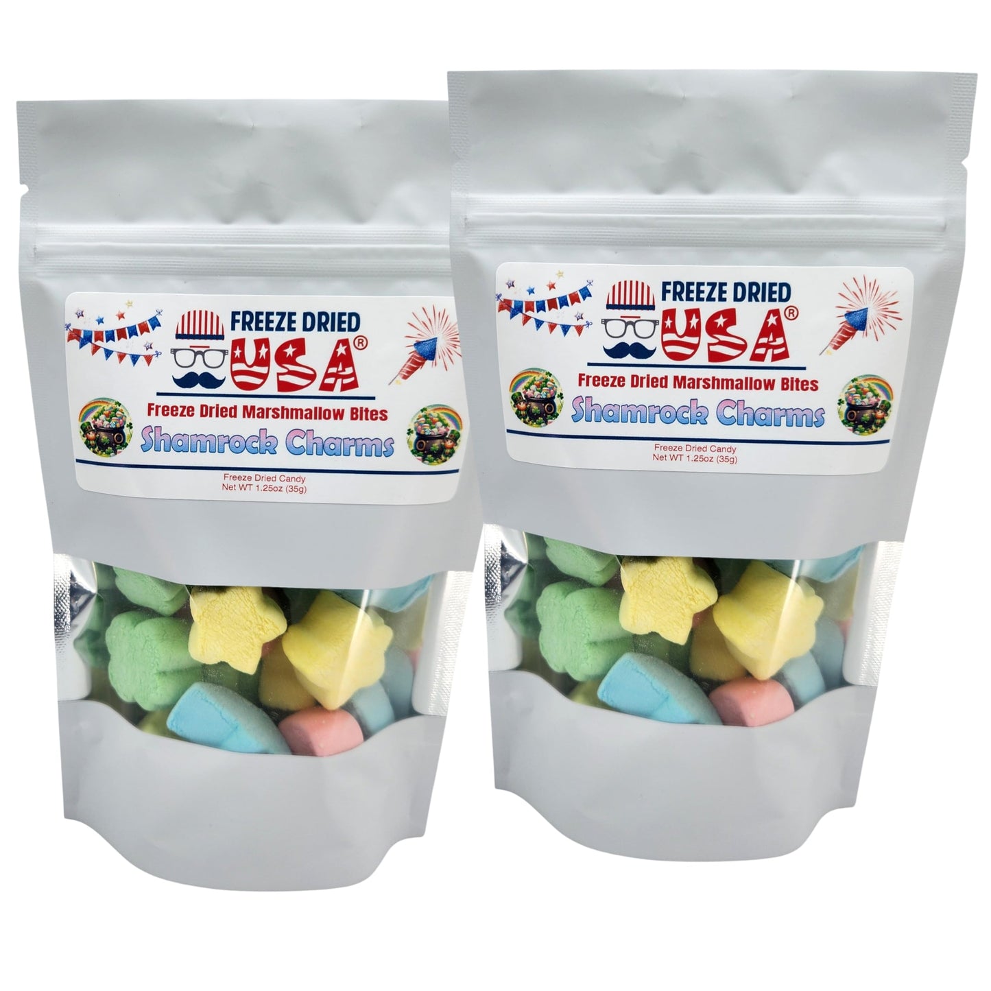 Shamrock Charms Freeze Dried Marshmallow Bites Two-Pack