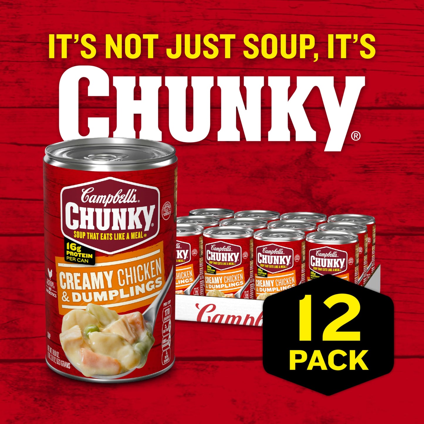 Campbell s Chunky Soup, Creamy Chicken and Dumplings Soup, 18.8 Oz Can (Case of 12)