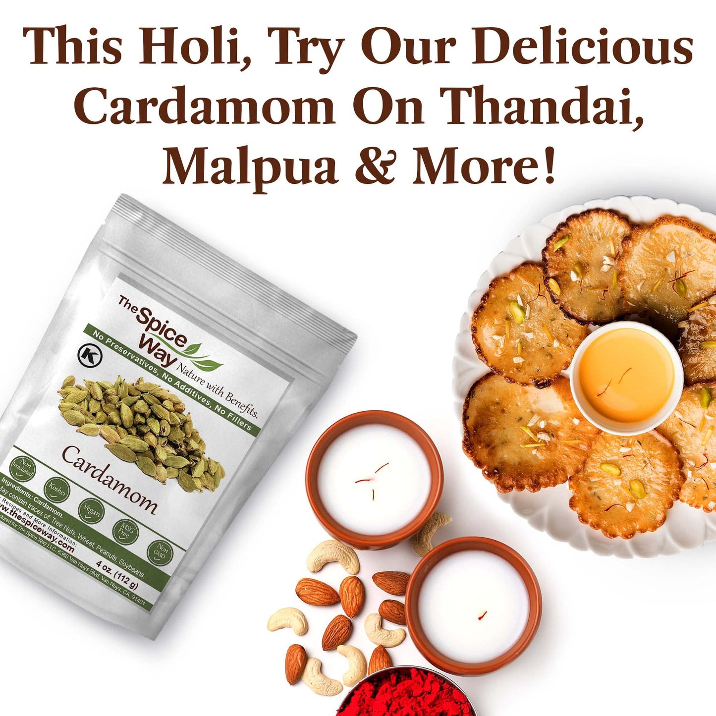 The Spice Way Cardamom Pods- (4 Oz) Whole Green Cardamom Pod Kosher By Ok