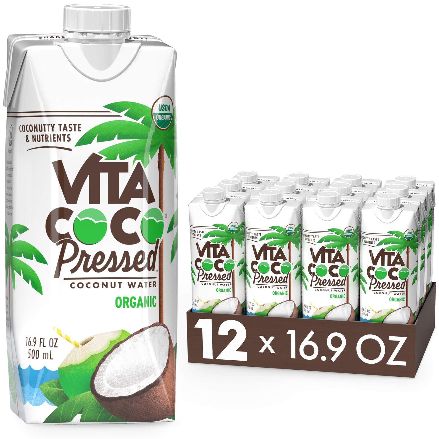 Vita Coco Organic Coconut Water, Pressed, More ''Coconutty'' Flavor, Natural Electrolytes, Vital Nutrients, 16.9 Fl Oz (Pack of 