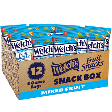 Welch s Fruit Snacks, Mixed Fruit, Perfect for School Lunches, Sharing Size Bags, 5 oz (Pack of 12)