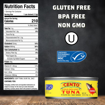Cento Solid Packed Tuna In Olive Oil, 5 Ounce (Pack Of 24)