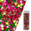 Edible Red Series & Pink & Green Sugar Pearls Sprinkles Candy Mix Size Pearls Cake Decorations Cupcake Toppers Decorating Perfec