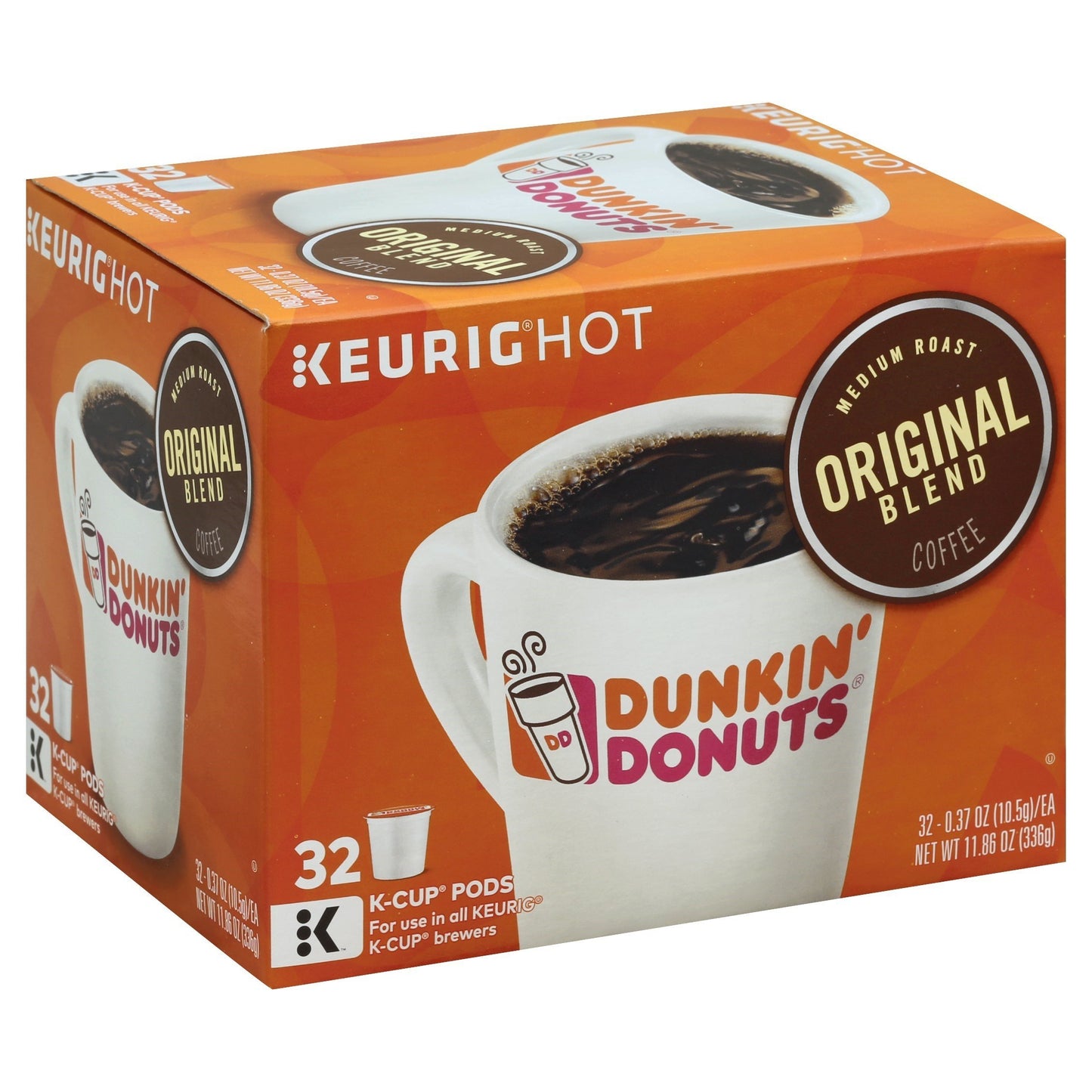 Dunkin' Donuts Original Blend Medium Roast Coffee, 32 K Cups For Keurig Coffee Makers