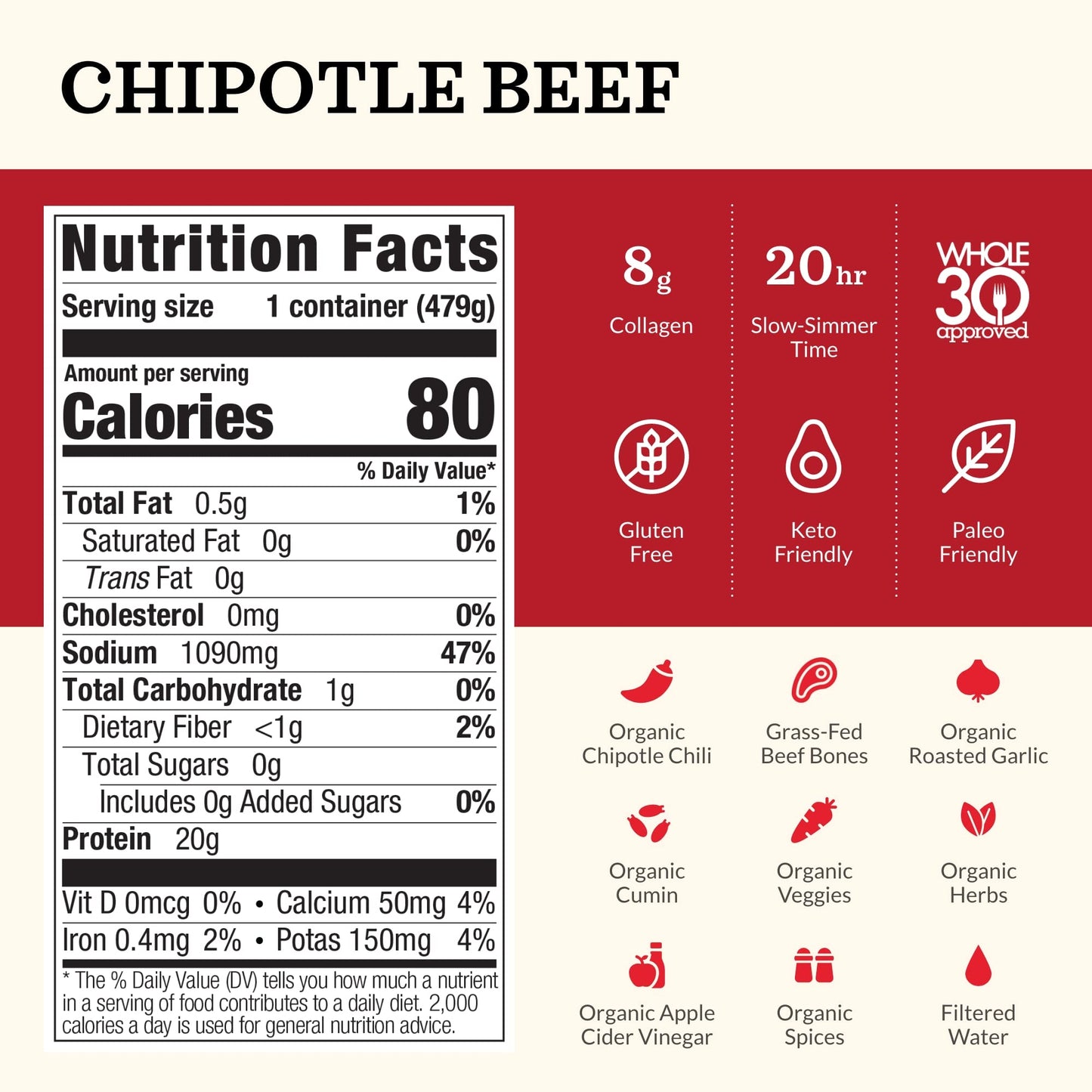 Kettle & Fire Chipotle Beef Bone Broth, Keto & Paleo, Gluten Free, 16.9 Fl Oz (Pack of 6)