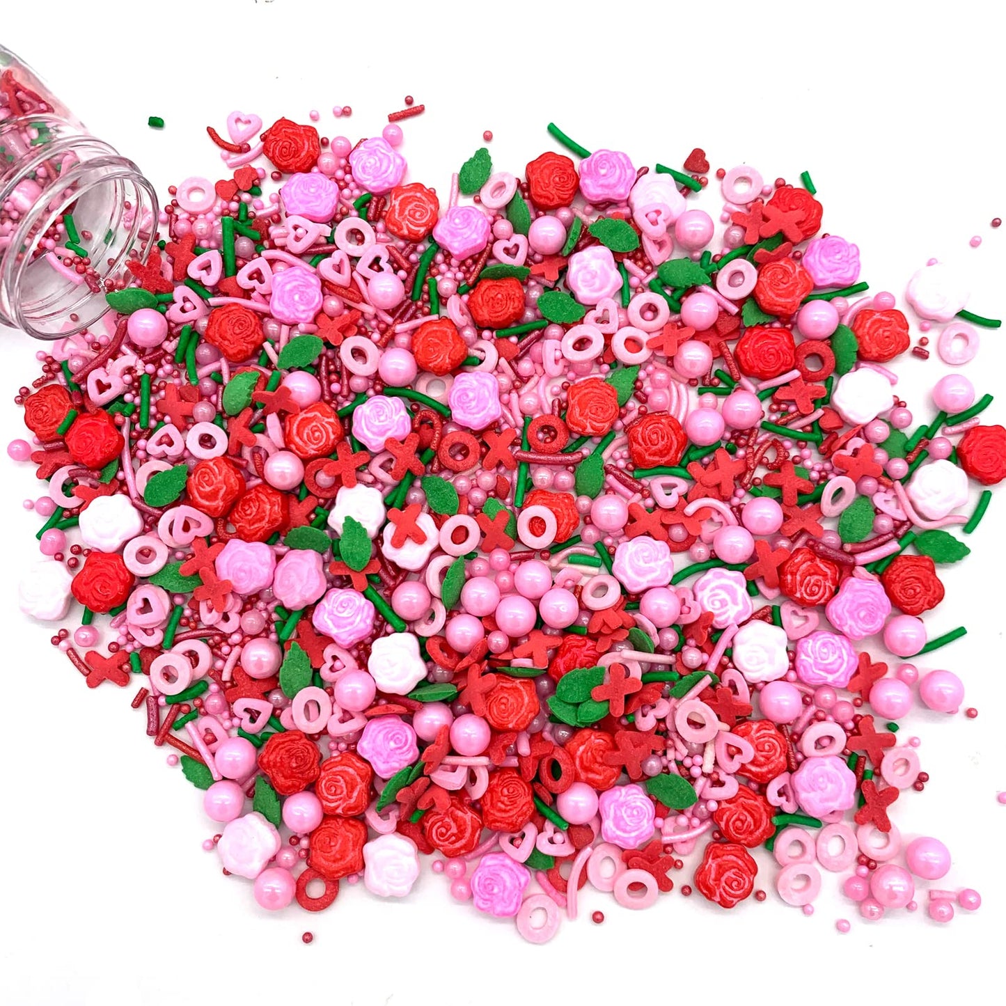 Rose Hearts Sprinkles Pink And Red Mixed Cupcake Cake Decoration Cake Cookie Icecream Donut 3.4Oz