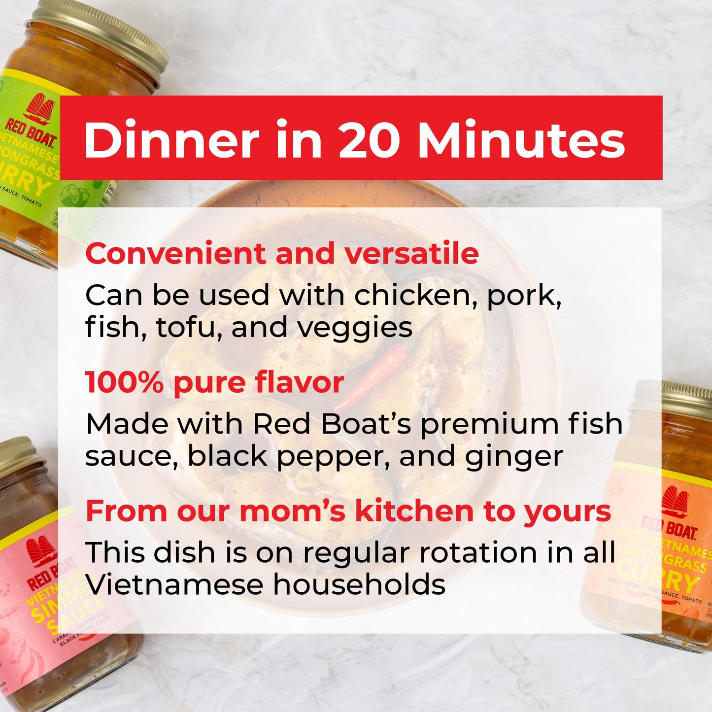 Red Boat Vietnamese Simmer Sauce | Ready In 20 Min | Savory, Sweet, And Medium Spicy | Simple Ingredients, Nothing Artificial |
