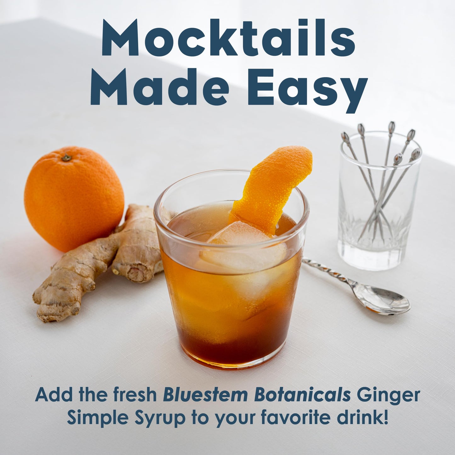 Bluestem Botanicals Organic Ginger Simple Syrup, Non-  ic Mixer, 8 oz