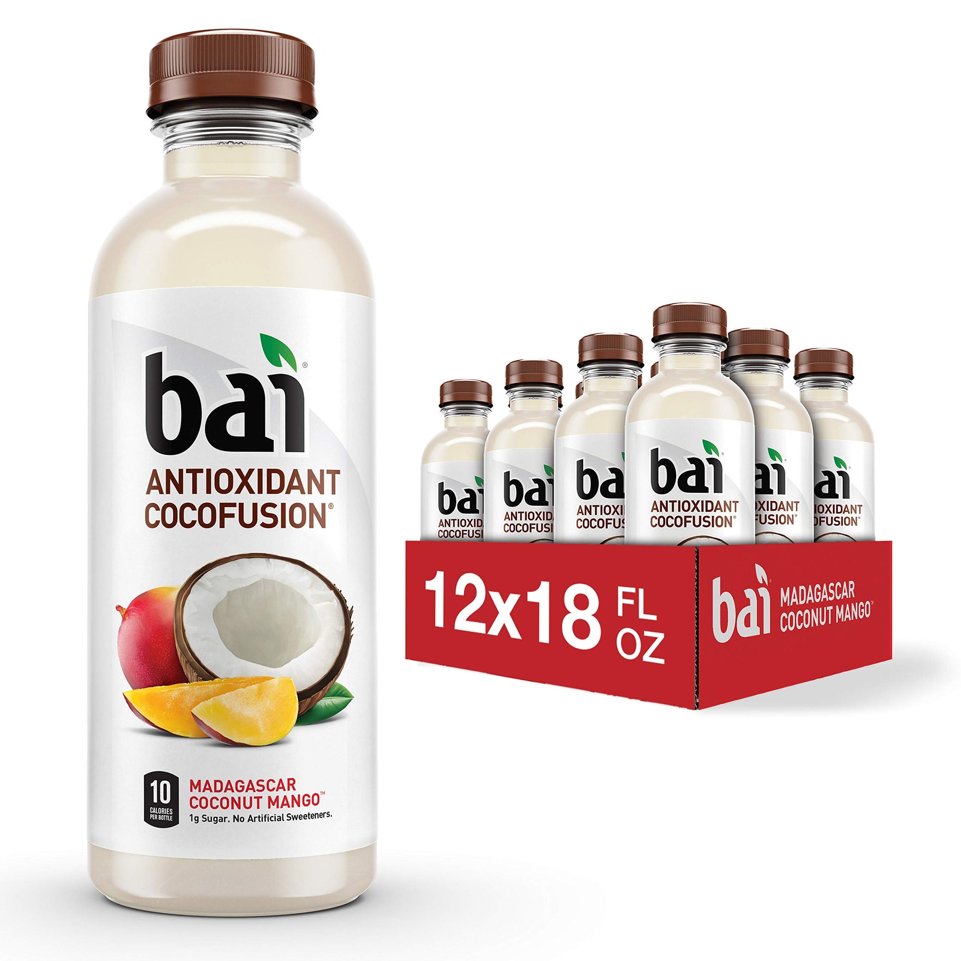 Bai Coconut Flavored Water  Madagascar Coconut Mango  Antioxidant Infused Drinks  18 Fluid Ounce Bottle (Pack Of 12)