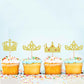 Cyodoos 24Pcs Gold Crown Cupcake Toppers Glitter Queen Crown Cupcake Baby Shower Wedding Birthday Party Cake Decorations Supplie