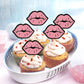 Cyodoos 24 Pcs Glitter Pink Lip Cupcake Toppers, Pink Glitter Girls Cupcake Toppers, Lip Cupcake Picks, Cake Topper For Wedding
