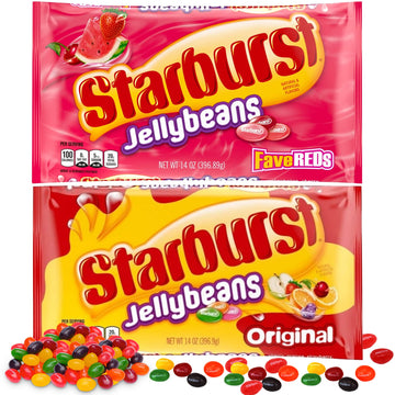 Starburst Jelly Beans - 2-Pack Fave Reds Jelly Beans And Original (14 Oz Each) - Sweet Fruit Jelly Candy - Delicious Holiday Jel
