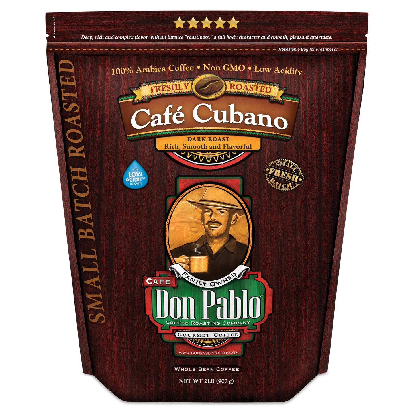Don Pablo Gourmet Coffee - Caf   Cubano - Dark Roast - Whole Bean Coffee - 100% Arabica Beans - Low Acidity And Non-Gmo - 2Lb Ba