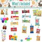 Easter Snack Blue Box (60 Count) Filled With Snacks, Candy, Peelable Gummies, Marshmallow Gummies And More, Great Package For Fa
